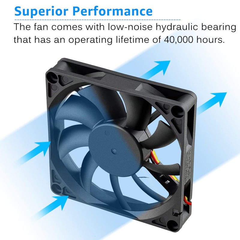 GDSTIME 80mm 12Volt Fans, 80mm x 80mm x 15mm 8015 3PIN DC Brushless Cooling Fan - Image 5